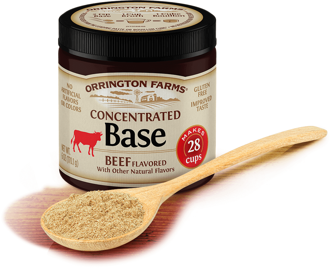 Concentrated beef base with wooden spoon